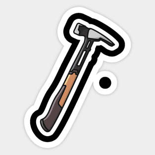 Carpenter Hammer Tool Sticker vector illustration. Carpentry and Construction working tools object icon concept. Hammer with orange plastic handle sticker design logo. Sticker